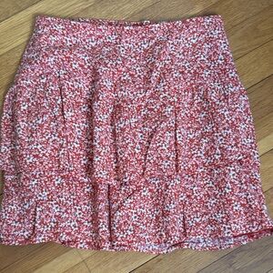 NWT Abercrombie Floral Tiered Red Mini Skirt